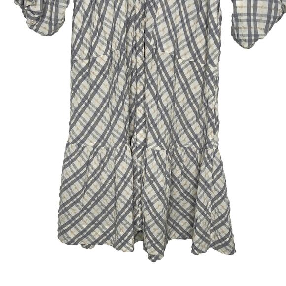 Jonathan Simkhai S Womens Crissy Raglan Puff Sleeve Mini Dress Plaid Gray - Picture 6 of 8